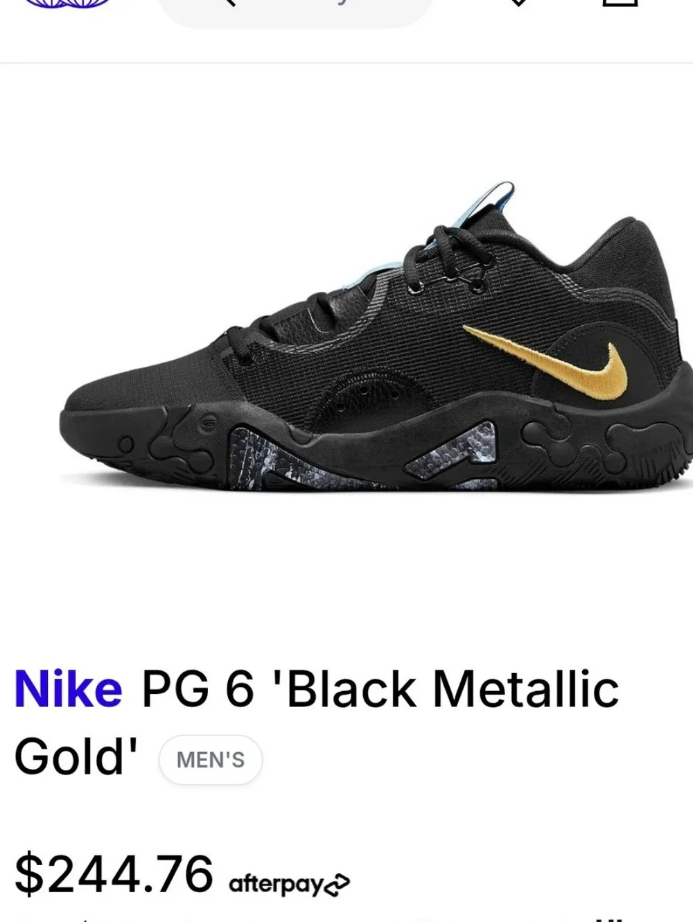Nike PG 6 Basketball Shoes - Black Metallic Gold